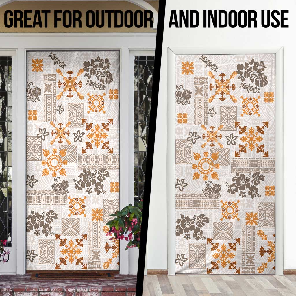 Hawaii Tapa Tribal Door Cover With Hawaiian Quilt Pattern Gold - Polynesian Pride