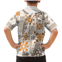 Hawaii Tapa Tribal Family Matching Mermaid Dress and Hawaiian Shirt With Hawaiian Quilt Pattern Gold LT9 - Polynesian Pride