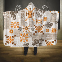 Hawaii Tapa Tribal Hooded Blanket With Hawaiian Quilt Pattern Gold LT9 One Size Gold - Polynesian Pride
