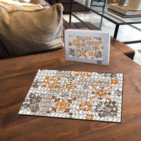 Hawaii Tapa Tribal Puzzle With Hawaiian Quilt Pattern Gold - Polynesian Pride