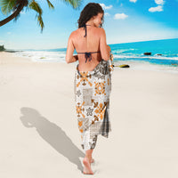 Hawaii Tapa Tribal Sarong With Hawaiian Quilt Pattern Gold LT9 - Polynesian Pride