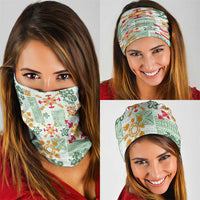 Hawaii Tapa Tribal Neck Gaiter With Hawaiian Quilt Pattern Green - Polynesian Pride