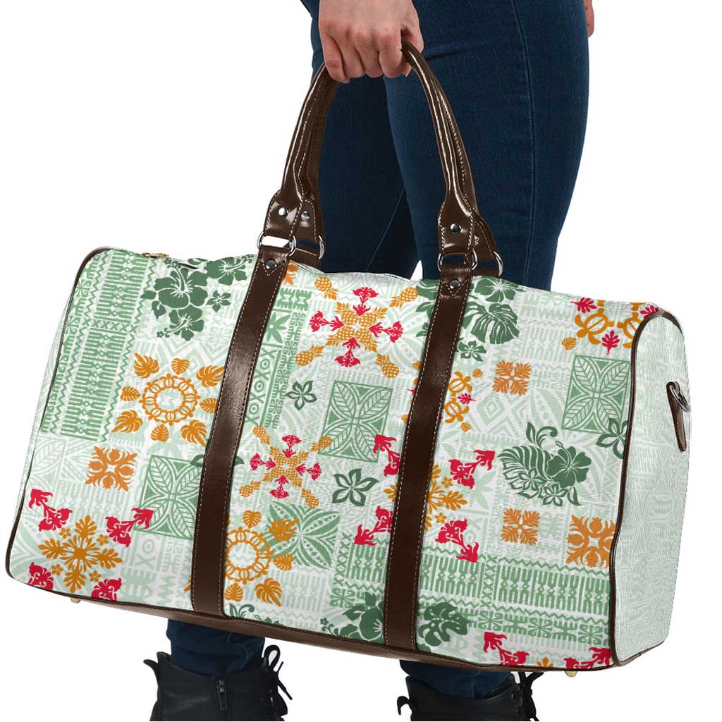 Hawaii Tapa Tribal Travel Bag With Hawaiian Quilt Pattern Green - Polynesian Pride