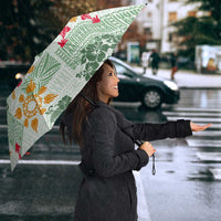 Hawaii Tapa Tribal Umbrella With Hawaiian Quilt Pattern Green - Polynesian Pride