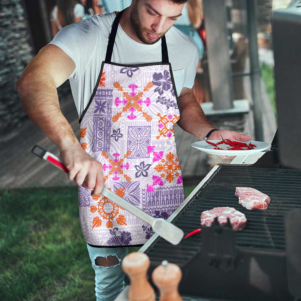 Hawaii Tapa Tribal Apron With Hawaiian Quilt Pattern Violet - Polynesian Pride