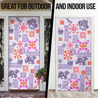 Hawaii Tapa Tribal Door Cover With Hawaiian Quilt Pattern Violet - Polynesian Pride
