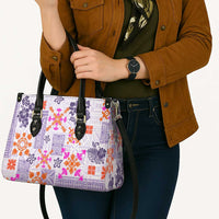 Hawaii Tapa Tribal Leather Bag With Hawaiian Quilt Pattern Violet - Polynesian Pride