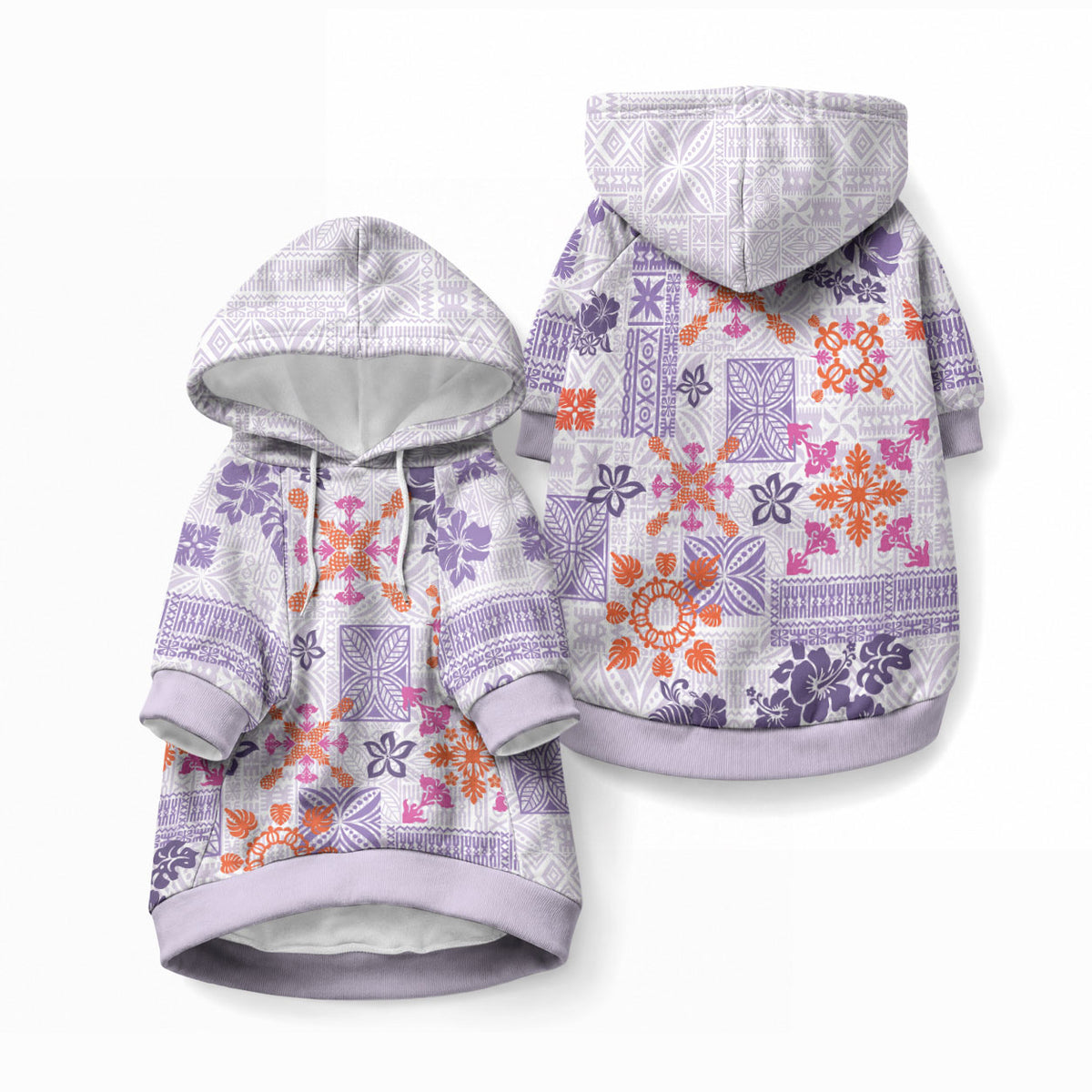 Hawaii Tapa Tribal Pet Hoodie With Hawaiian Quilt Pattern Violet LT9 Pullover Violet - Polynesian Pride