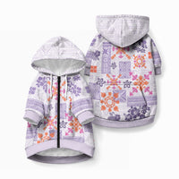 Hawaii Tapa Tribal Pet Hoodie With Hawaiian Quilt Pattern Violet LT9 Zip-up Violet - Polynesian Pride