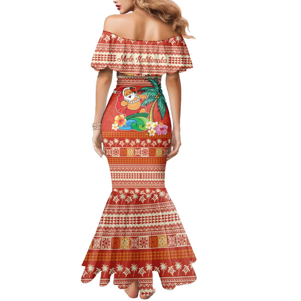 Hawaii Mele Kalikimaka Family Matching Mermaid Dress and Hawaiian Shirt Surfing Santa Funny Christmas LT9 - Polynesian Pride