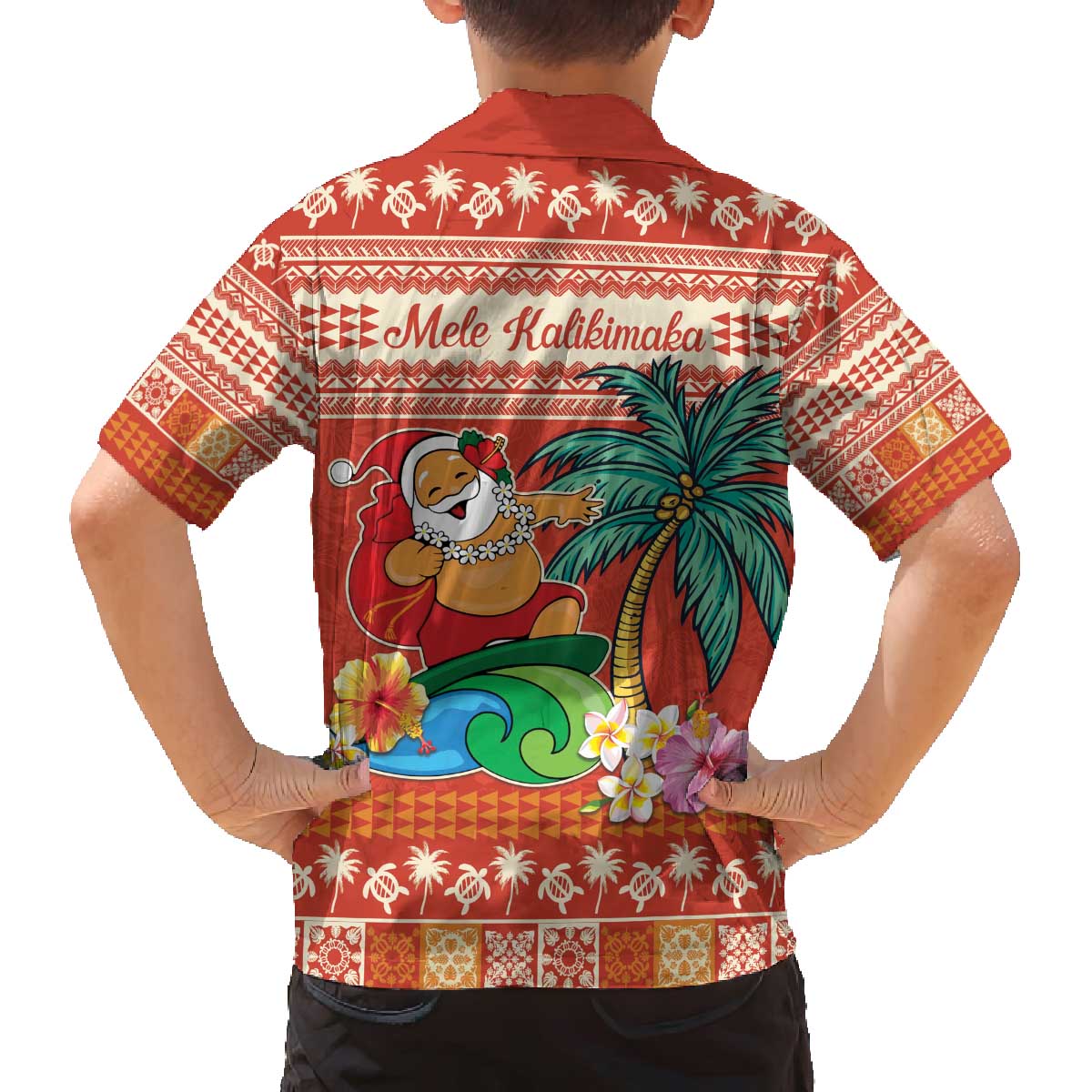 Hawaii Mele Kalikimaka Family Matching Off The Shoulder Long Sleeve Dress and Hawaiian Shirt Surfing Santa Funny Christmas LT9 - Polynesian Pride