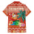Hawaii Mele Kalikimaka Family Matching Off The Shoulder Long Sleeve Dress and Hawaiian Shirt Surfing Santa Funny Christmas