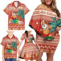 Hawaii Mele Kalikimaka Family Matching Off Shoulder Short Dress and Hawaiian Shirt Surfing Santa Funny Christmas LT9 - Polynesian Pride