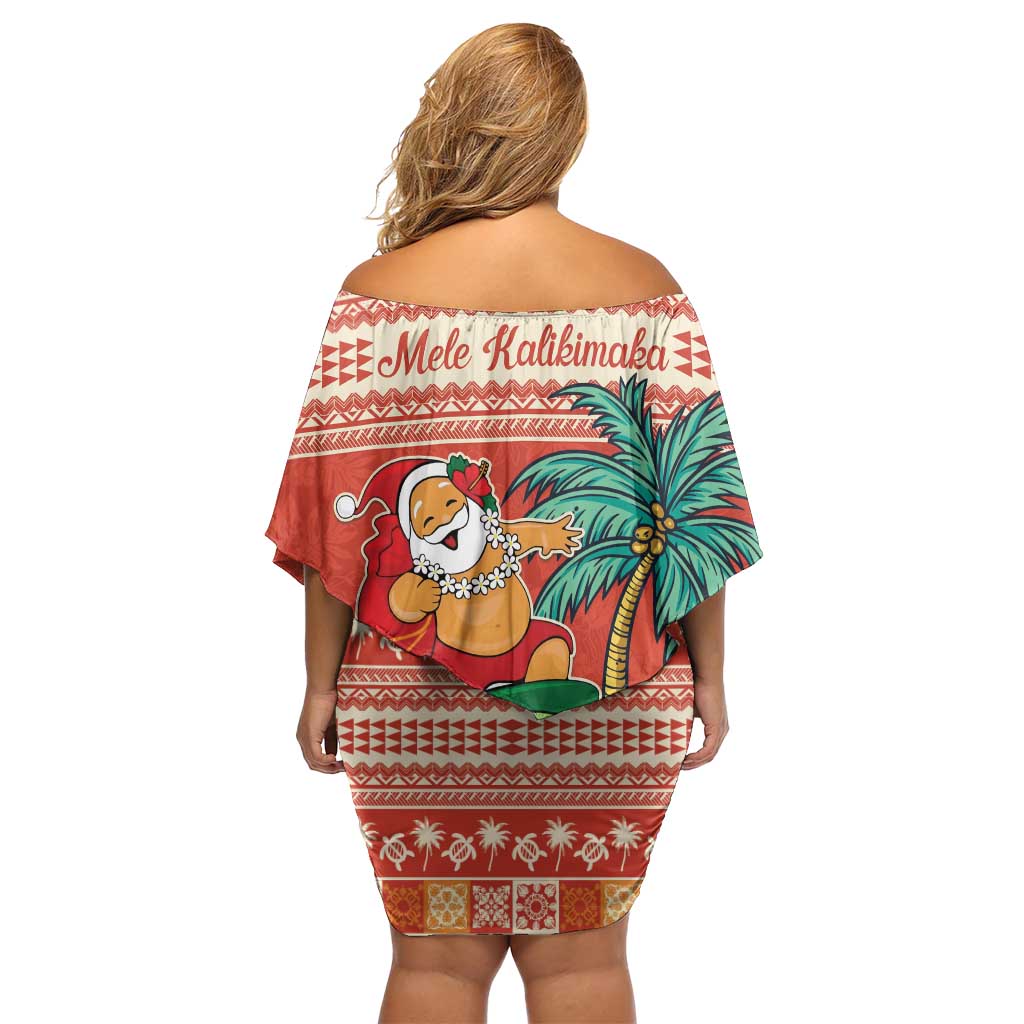 Hawaii Mele Kalikimaka Family Matching Off Shoulder Short Dress and Hawaiian Shirt Surfing Santa Funny Christmas LT9 - Polynesian Pride