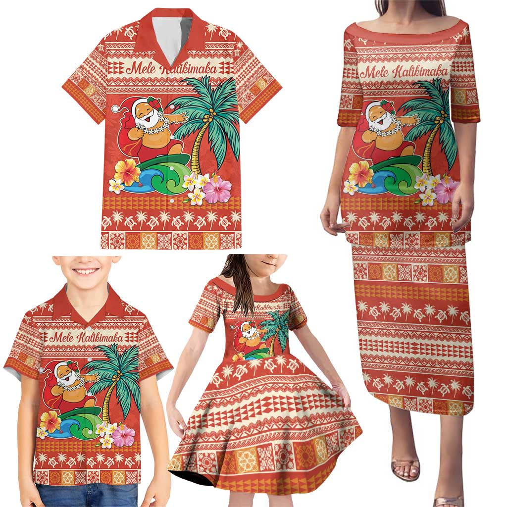 Hawaii Mele Kalikimaka Family Matching Puletasi and Hawaiian Shirt Surfing Santa Funny Christmas LT9 - Polynesian Pride