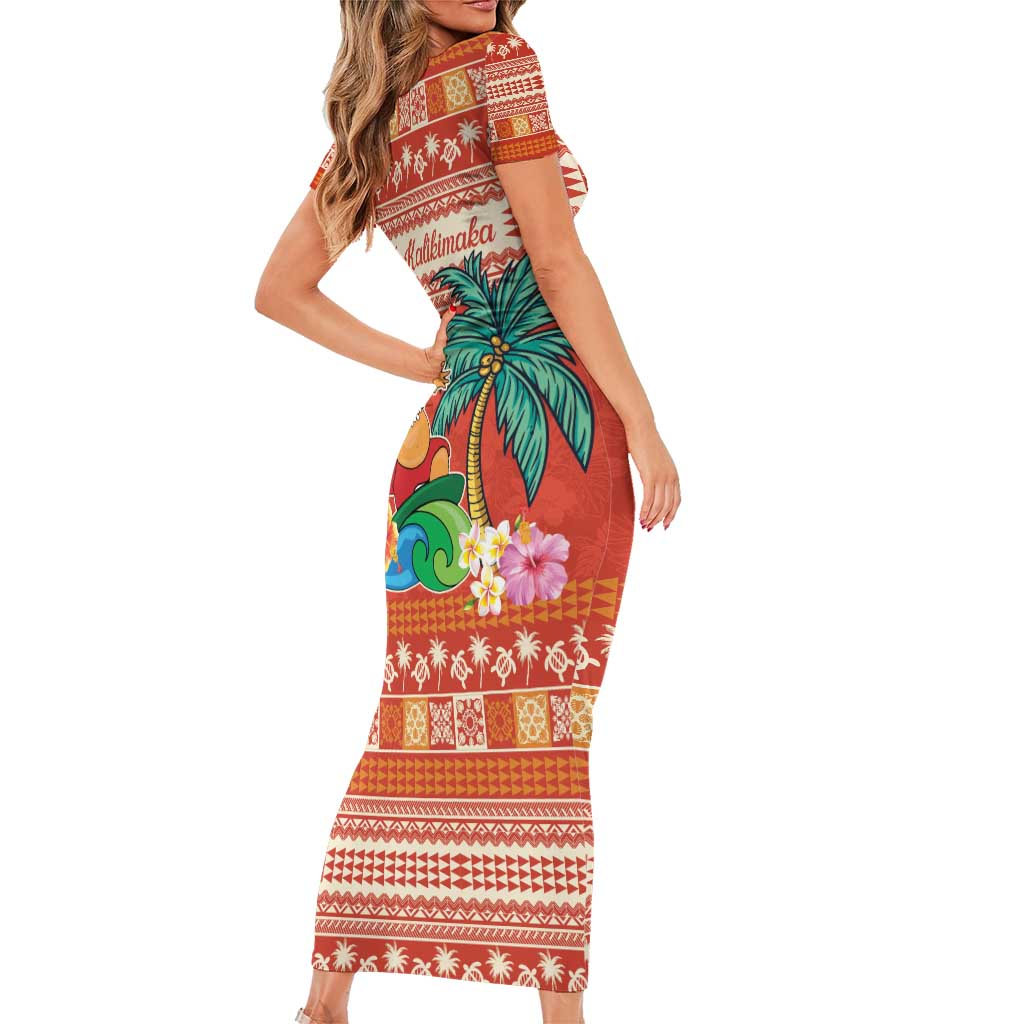 Hawaii Mele Kalikimaka Family Matching Short Sleeve Bodycon Dress and Hawaiian Shirt Surfing Santa Funny Christmas LT9 - Polynesian Pride