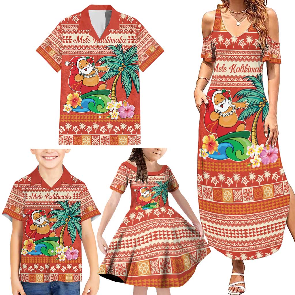 Hawaii Mele Kalikimaka Family Matching Summer Maxi Dress and Hawaiian Shirt Surfing Santa Funny Christmas LT9 - Polynesian Pride