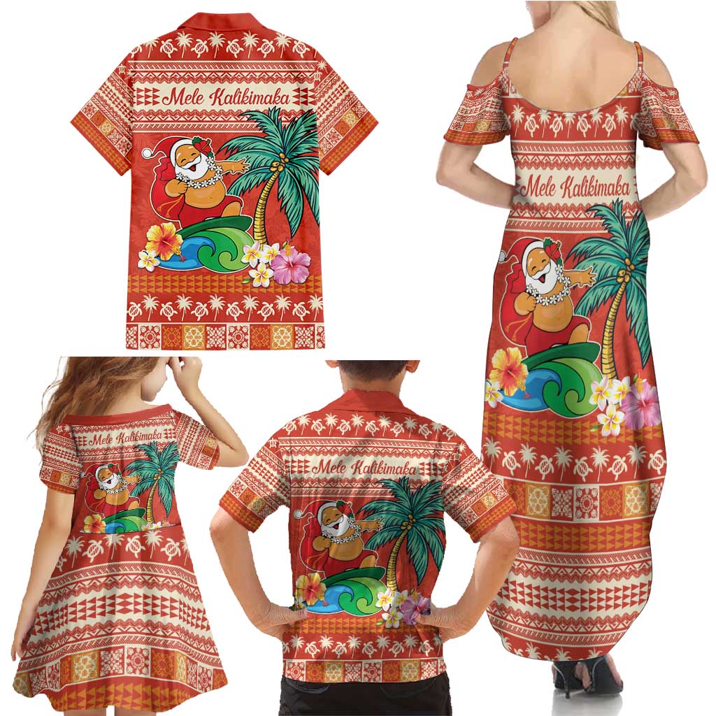 Hawaii Mele Kalikimaka Family Matching Summer Maxi Dress and Hawaiian Shirt Surfing Santa Funny Christmas LT9 - Polynesian Pride