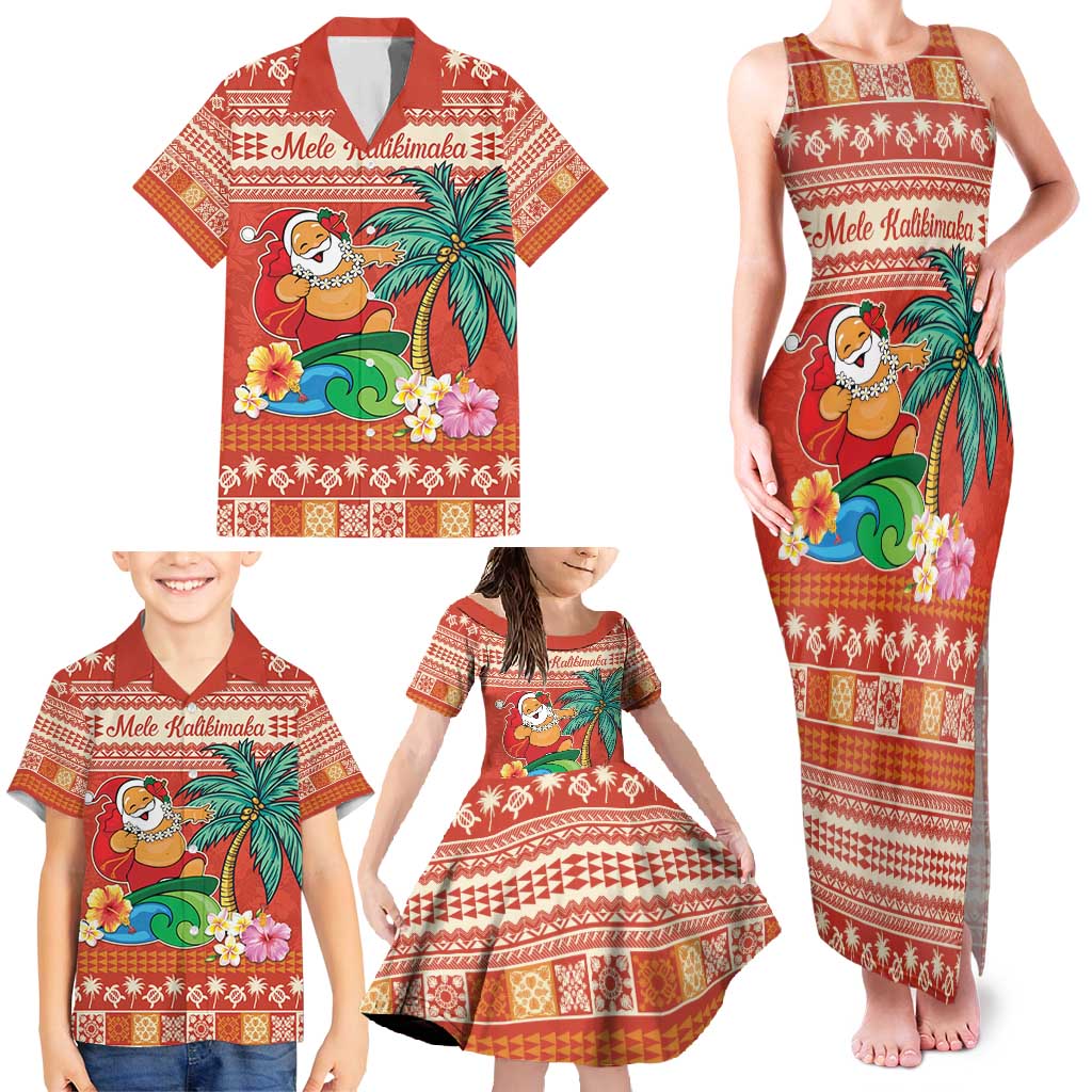 Hawaii Mele Kalikimaka Family Matching Tank Maxi Dress and Hawaiian Shirt Surfing Santa Funny Christmas LT9 - Polynesian Pride
