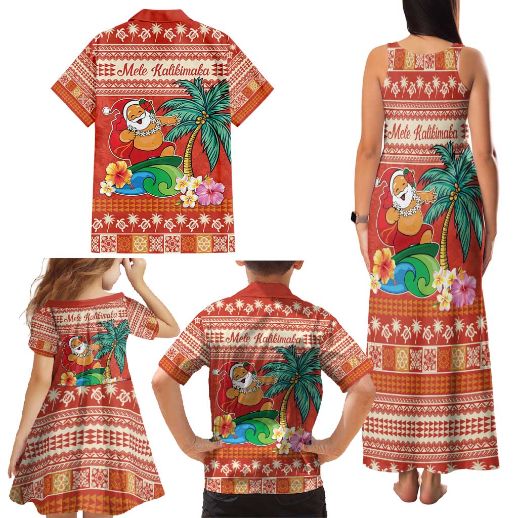 Hawaii Mele Kalikimaka Family Matching Tank Maxi Dress and Hawaiian Shirt Surfing Santa Funny Christmas LT9 - Polynesian Pride