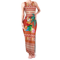 Hawaii Mele Kalikimaka Family Matching Tank Maxi Dress and Hawaiian Shirt Surfing Santa Funny Christmas LT9 Mom's Dress Red - Polynesian Pride