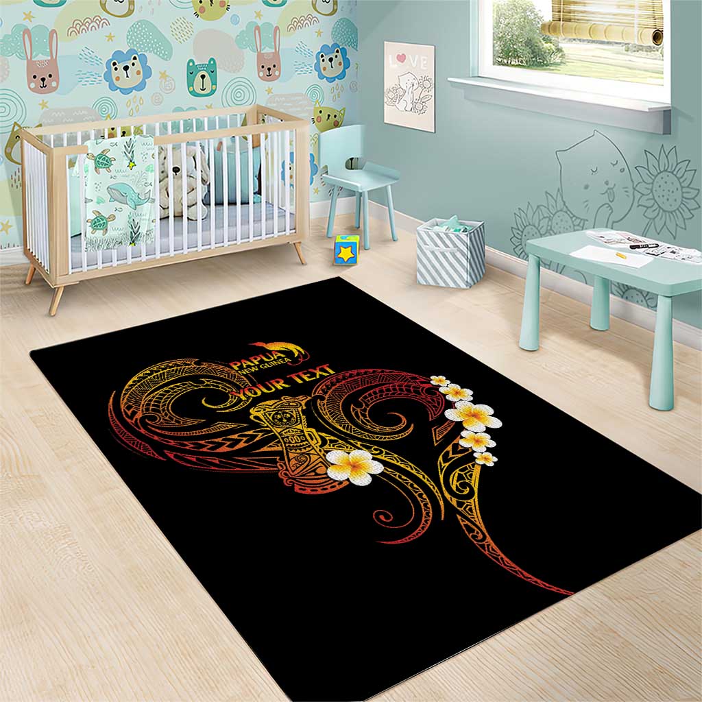 Personalised Papua New Guinea Sepik Area Rug Plumeria Floral Tribal Pattern - Polynesian Pride