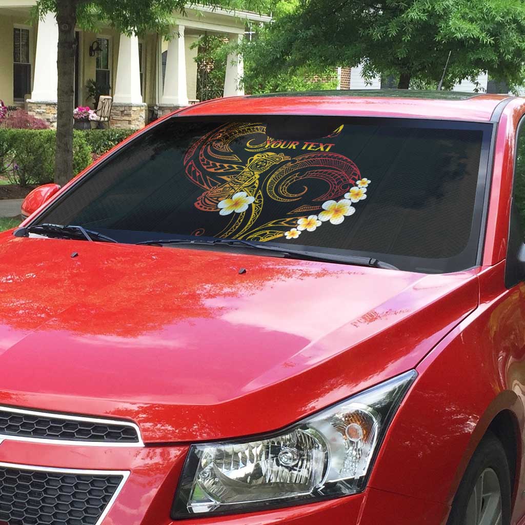 Personalised Papua New Guinea Sepik Auto Sun Shade Plumeria Floral Tribal Pattern LT9 - Polynesian Pride