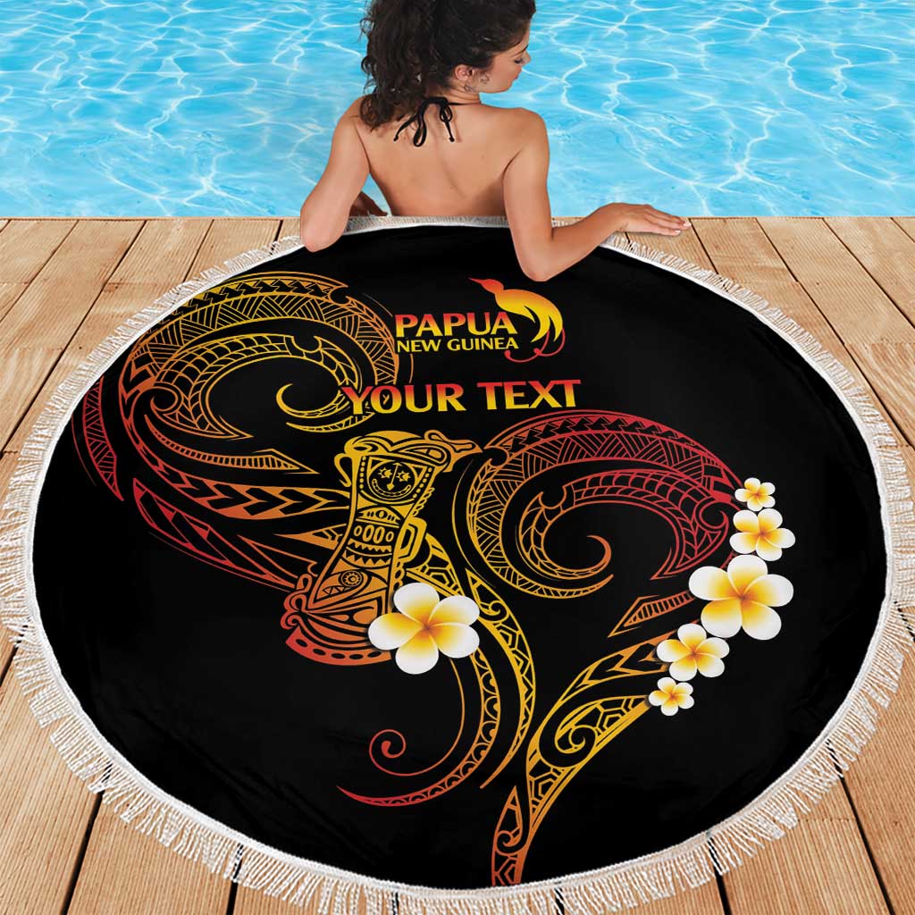 Personalised Papua New Guinea Sepik Beach Blanket Plumeria Floral Tribal Pattern LT9 - Polynesian Pride