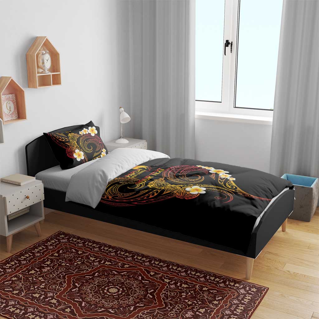 Personalised Papua New Guinea Sepik Bedding Set Plumeria Floral Tribal Pattern - Polynesian Pride