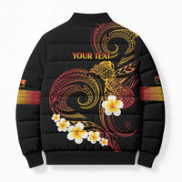 Personalised Papua New Guinea Sepik Bomber Puffer Jacket Plumeria Floral Tribal Pattern LT9 - Polynesian Pride