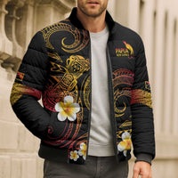Personalised Papua New Guinea Sepik Bomber Puffer Jacket Plumeria Floral Tribal Pattern LT9 - Polynesian Pride