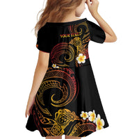 Personalised Papua New Guinea Sepik Family Matching Long Sleeve Bodycon Dress and Hawaiian Shirt Plumeria Floral Tribal Pattern LT9 - Polynesian Pride