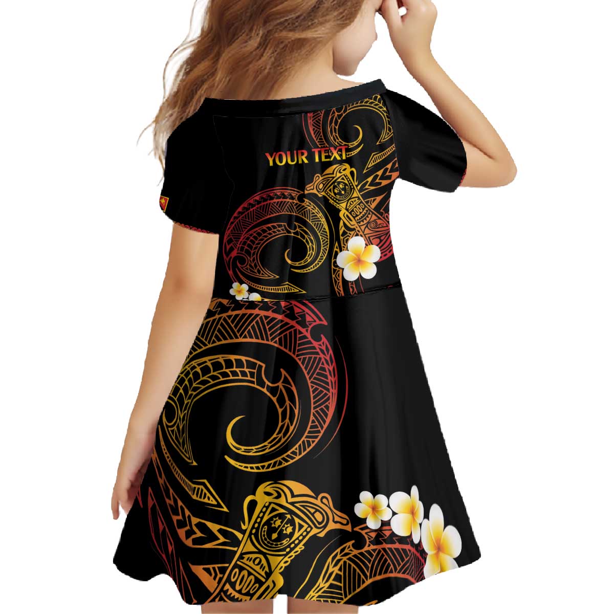 Personalised Papua New Guinea Sepik Family Matching Off The Shoulder Long Sleeve Dress and Hawaiian Shirt Plumeria Floral Tribal Pattern LT9 - Polynesian Pride