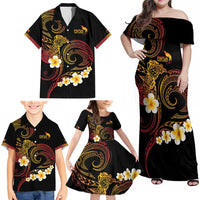 Personalised Papua New Guinea Sepik Family Matching Off Shoulder Maxi Dress and Hawaiian Shirt Plumeria Floral Tribal Pattern LT9 - Polynesian Pride