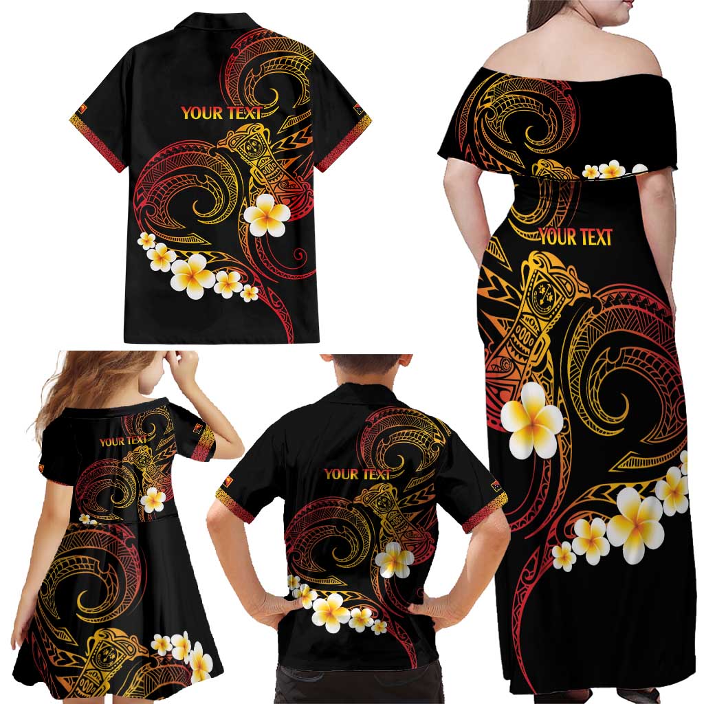 Personalised Papua New Guinea Sepik Family Matching Off Shoulder Maxi Dress and Hawaiian Shirt Plumeria Floral Tribal Pattern LT9 - Polynesian Pride