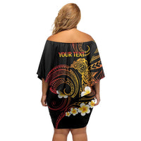 Personalised Papua New Guinea Sepik Family Matching Off Shoulder Short Dress and Hawaiian Shirt Plumeria Floral Tribal Pattern LT9 - Polynesian Pride
