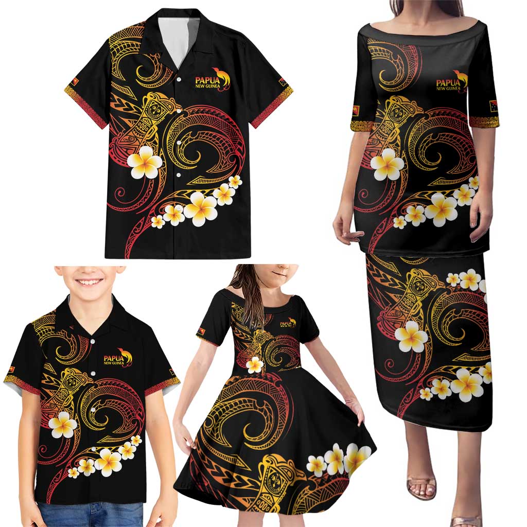 Personalised Papua New Guinea Sepik Family Matching Puletasi and Hawaiian Shirt Plumeria Floral Tribal Pattern LT9 - Polynesian Pride