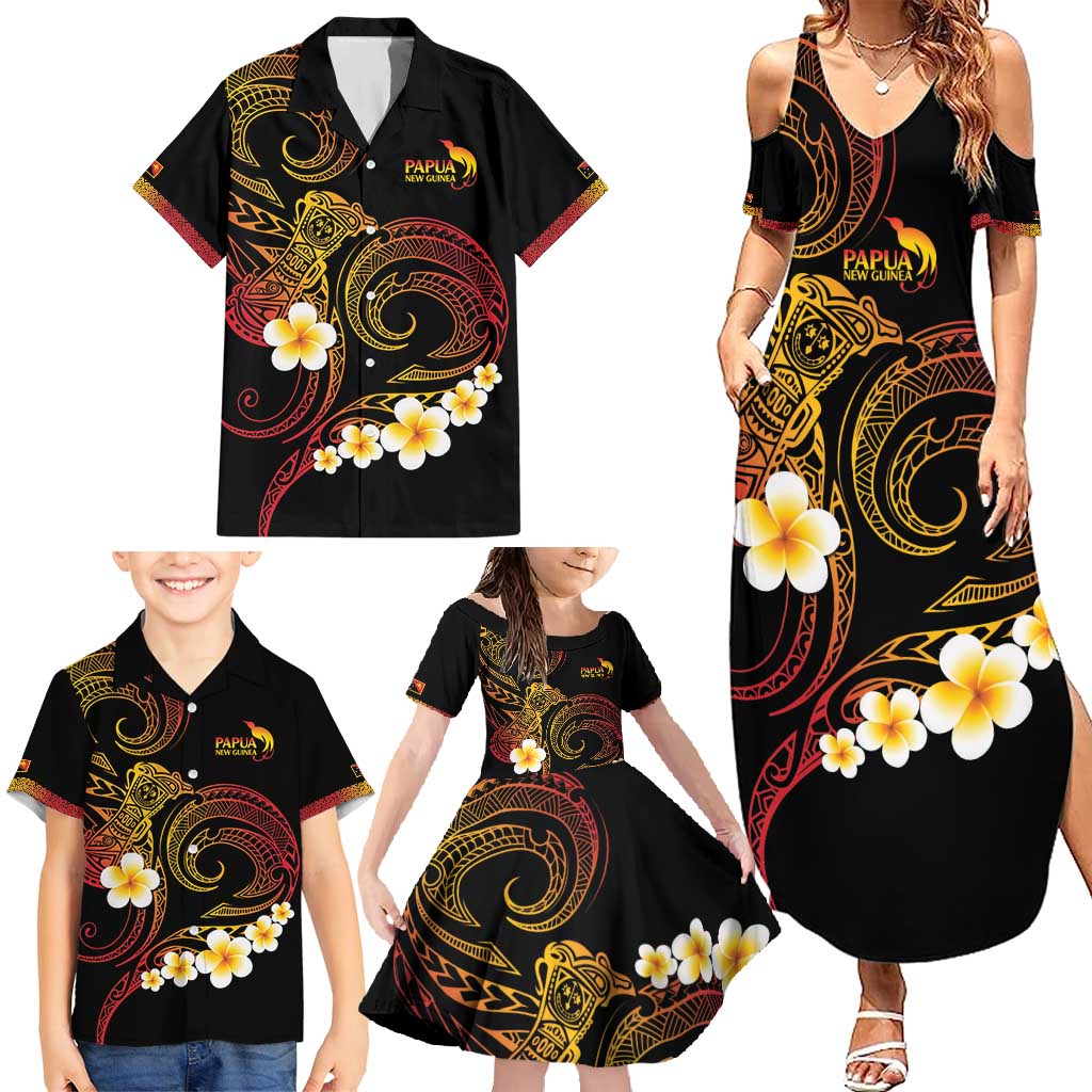 Personalised Papua New Guinea Sepik Family Matching Summer Maxi Dress and Hawaiian Shirt Plumeria Floral Tribal Pattern LT9 - Polynesian Pride