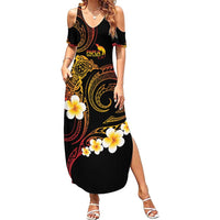 Personalised Papua New Guinea Sepik Family Matching Summer Maxi Dress and Hawaiian Shirt Plumeria Floral Tribal Pattern LT9 Mom's Dress Black - Polynesian Pride