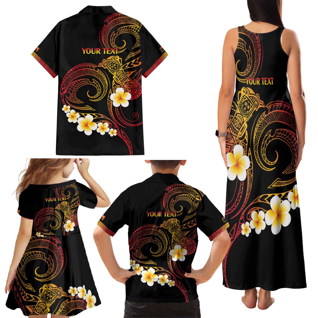 Personalised Papua New Guinea Sepik Family Matching Tank Maxi Dress and Hawaiian Shirt Plumeria Floral Tribal Pattern LT9 - Polynesian Pride