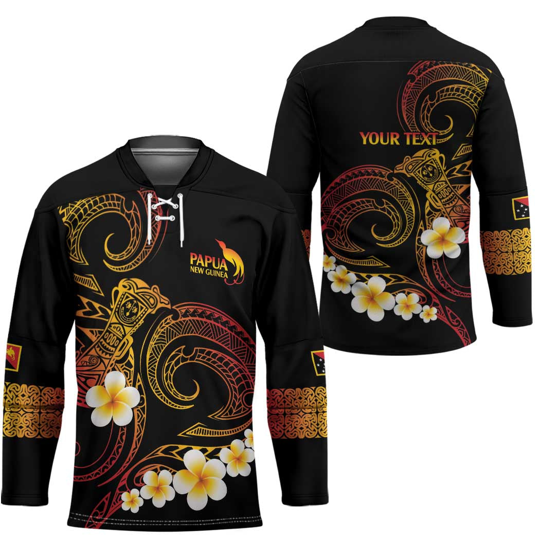 Personalised Papua New Guinea Sepik Hockey Jersey Plumeria Floral Tribal Pattern - Polynesian Pride