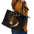 Personalised Papua New Guinea Sepik Leather Tote Bag Plumeria Floral Tribal Pattern - Polynesian Pride