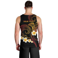Personalised Papua New Guinea Sepik Men Tank Top Plumeria Floral Tribal Pattern - Polynesian Pride