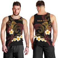 Personalised Papua New Guinea Sepik Men Tank Top Plumeria Floral Tribal Pattern - Polynesian Pride