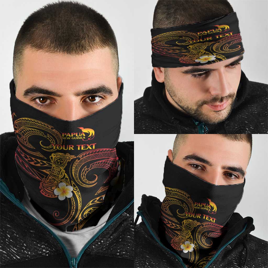 Personalised Papua New Guinea Sepik Neck Gaiter Plumeria Floral Tribal Pattern - Polynesian Pride