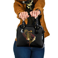 Personalised Papua New Guinea Sepik Shoulder Handbag Plumeria Floral Tribal Pattern - Polynesian Pride