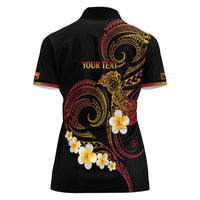 Personalised Papua New Guinea Sepik Women Polo Shirt Plumeria Floral Tribal Pattern LT9 - Polynesian Pride