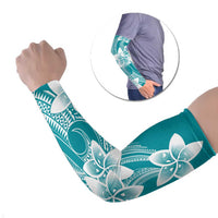 Polynesian Plumeria Flowers Tribal Arm Sleeves Pacific Tattoo Teal Style LT9 Set of 2 Teal - Polynesian Pride
