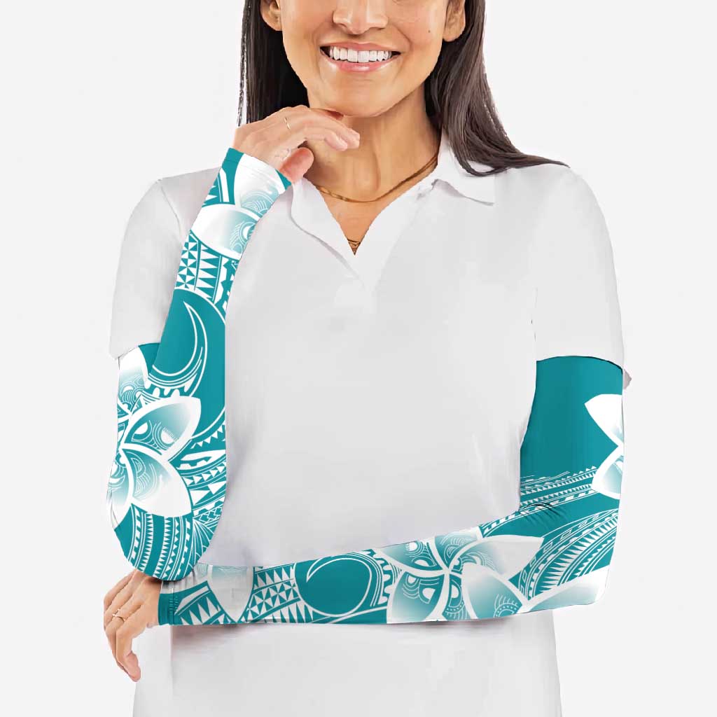 Polynesian Plumeria Flowers Tribal Arm Sleeves Pacific Tattoo Teal Style LT9 - Polynesian Pride