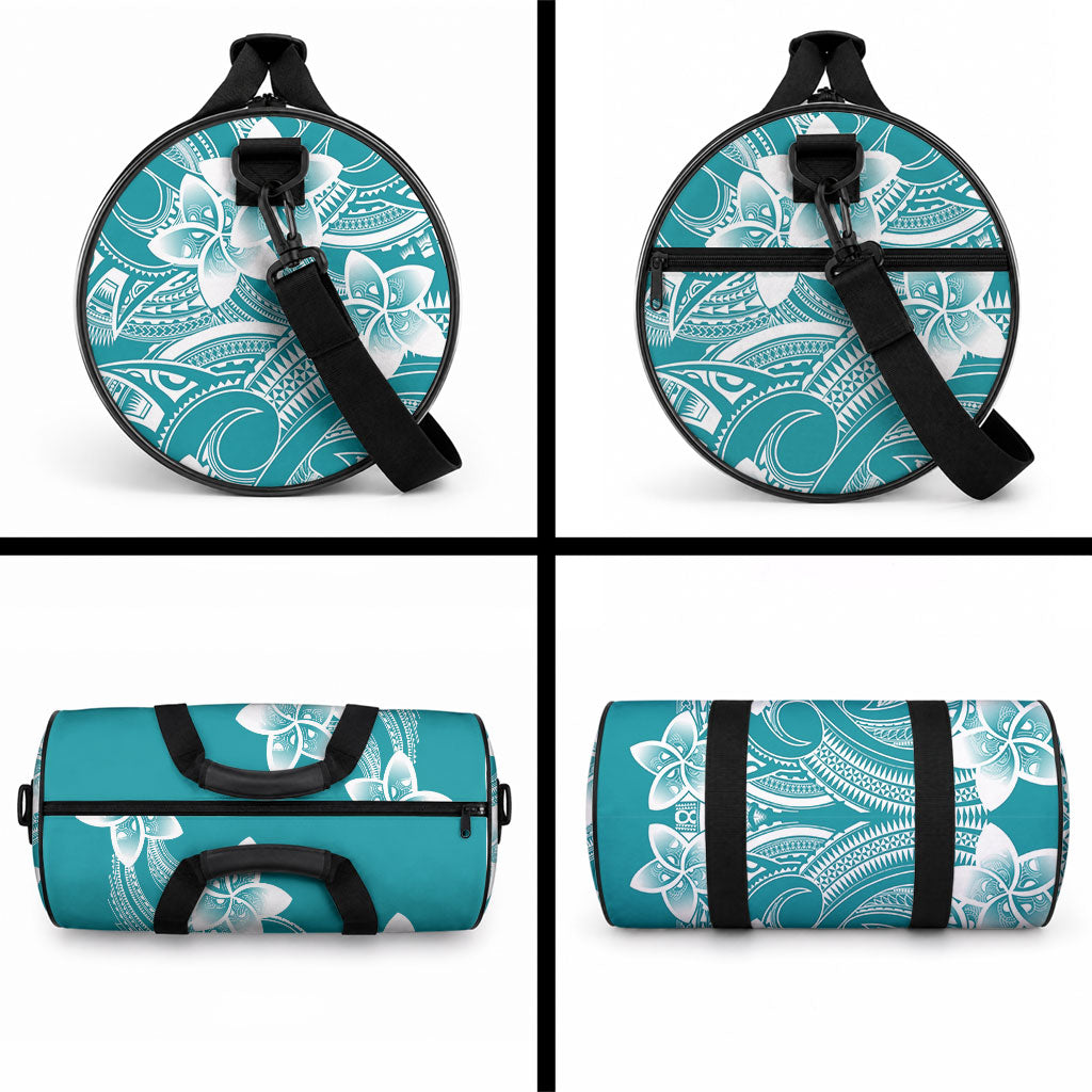 Polynesian Plumeria Flowers Tribal Duffle Bag Pacific Tattoo Teal Style LT9 - Polynesian Pride